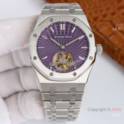 Swiss Replica Audemars Piguet Royal Oak Tourbillon Extra-Thin Purple Dial